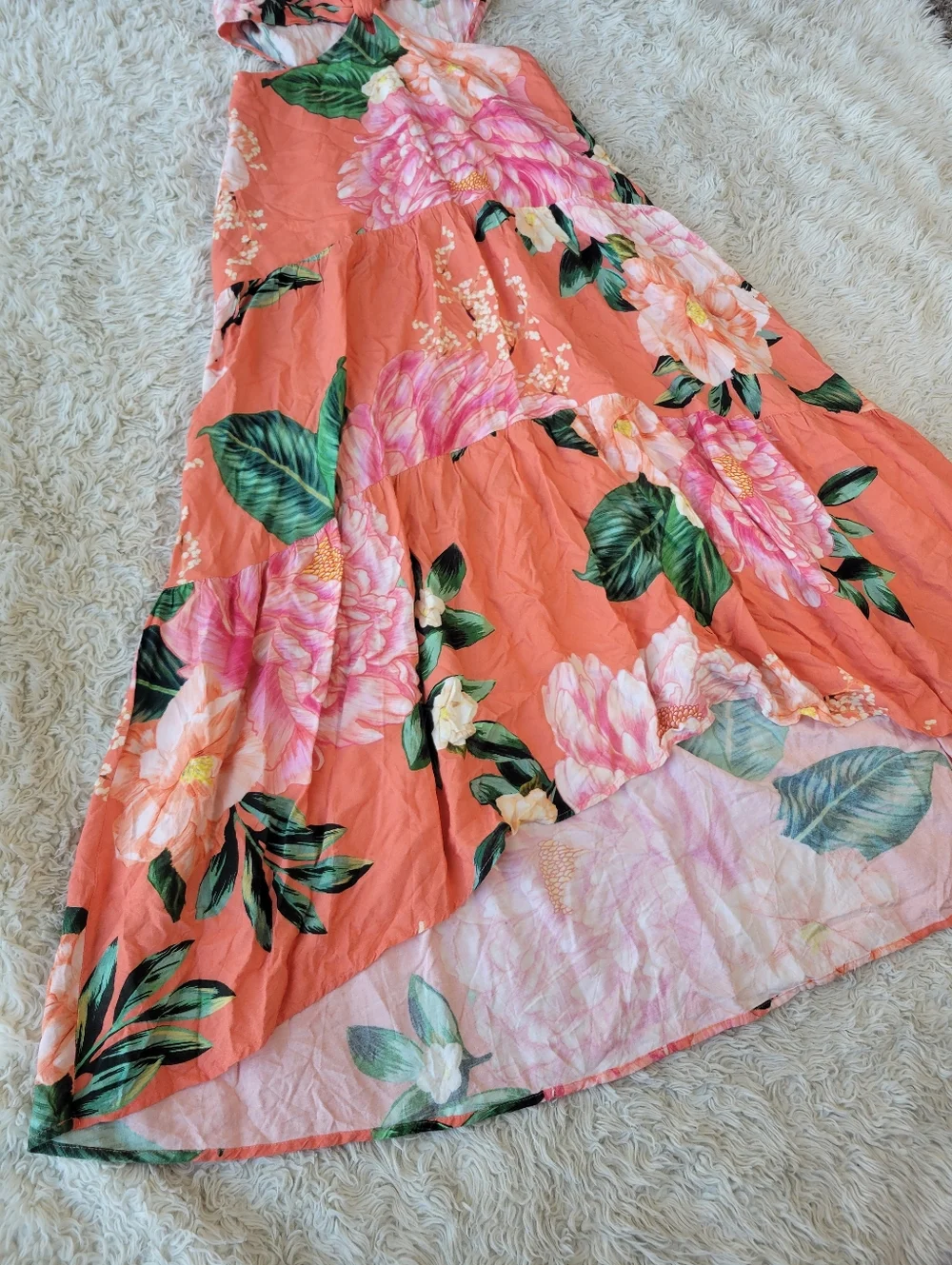 Farm Rio Floral Colorful Cut Out Dress High Low Size Small - Picture 5 of 10